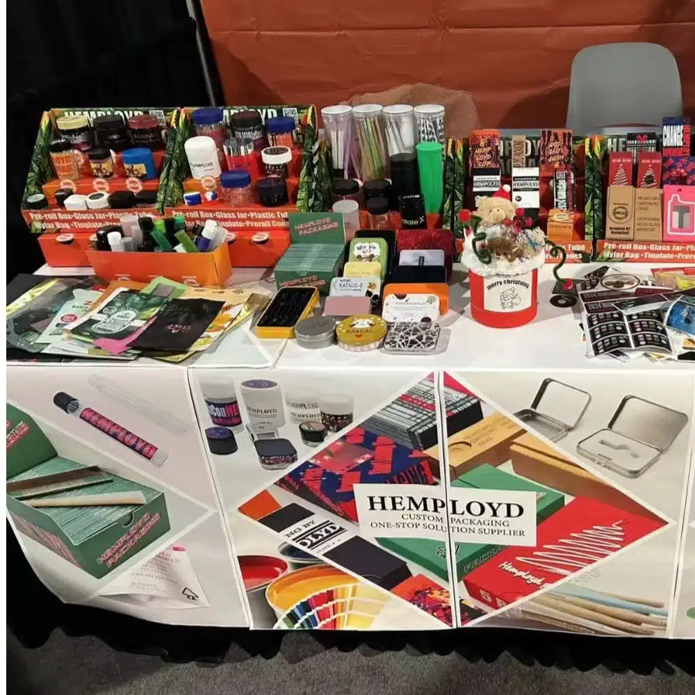 Hemployd custom cannabis packaging display trade show
