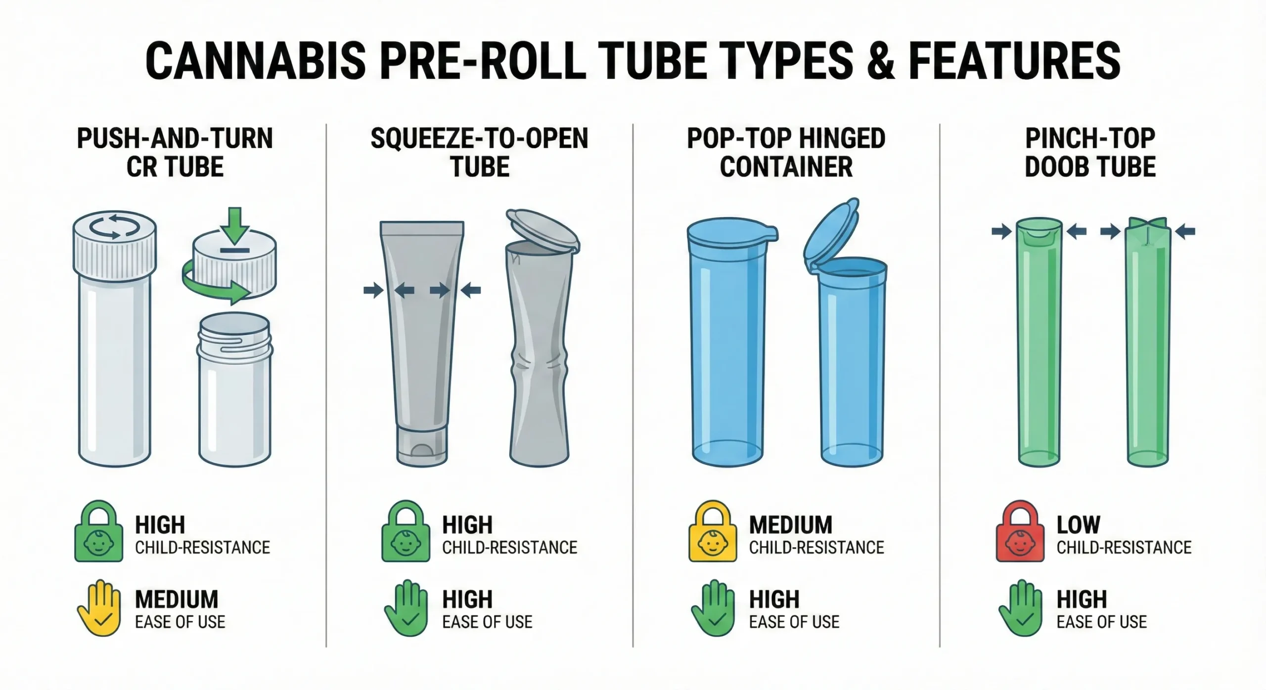 Types of cannabis pre-roll tubes in dispensaries