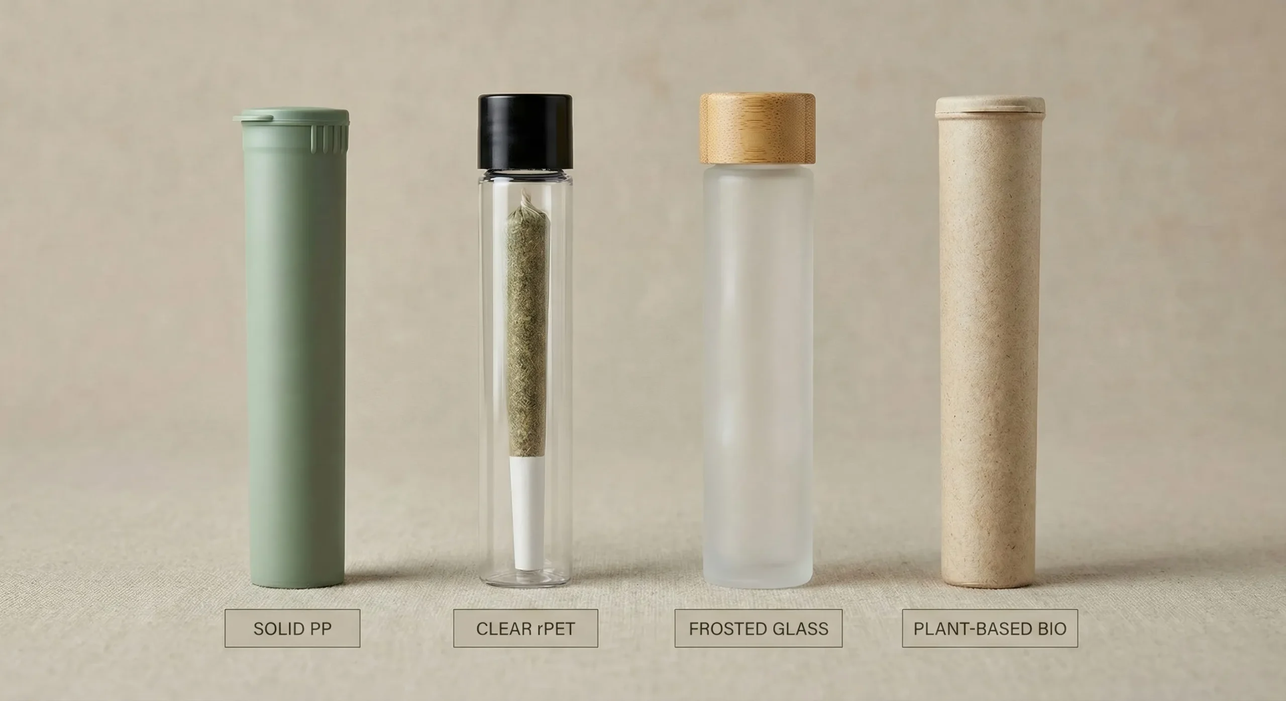 PP, PET, glass and biodegradable pre-roll tubes material comparison for cannabis brands PP, PET, glass and biodegradable pre-roll tubes material comparison for cannabis brands