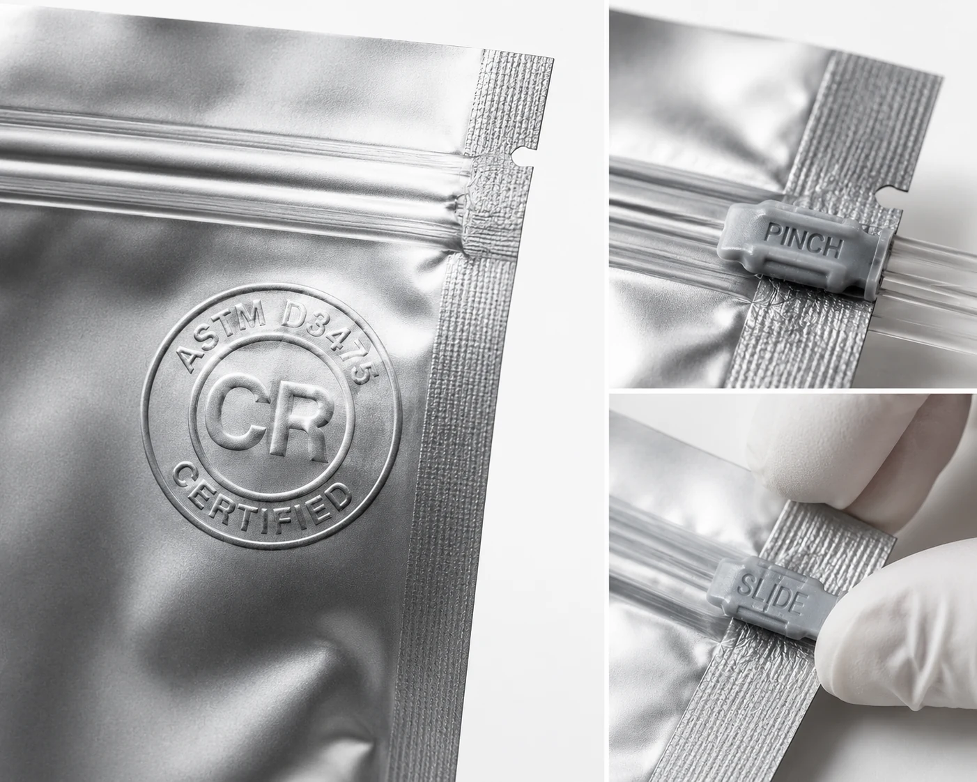 ASTM D3475 Child Resistant Mylar Bags