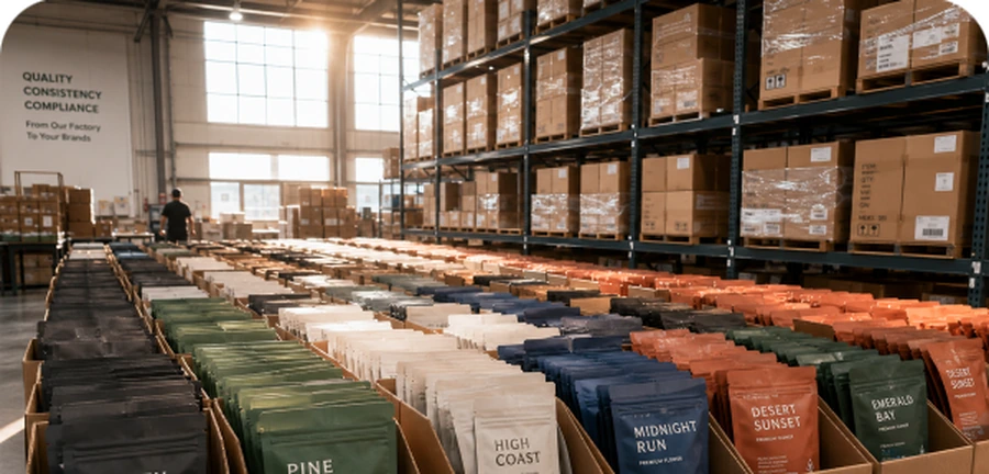 Mylar bags in warehouse