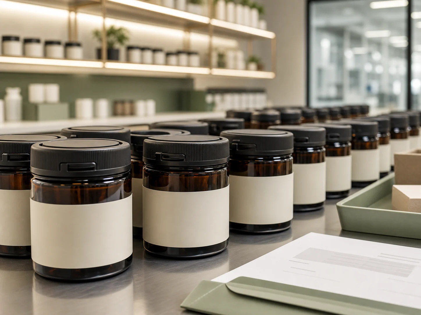 Glass jars on display