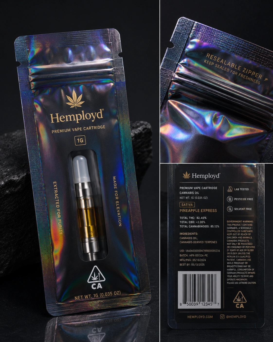 Mylar Bag Vape Cartridge Packaging Smell Proof