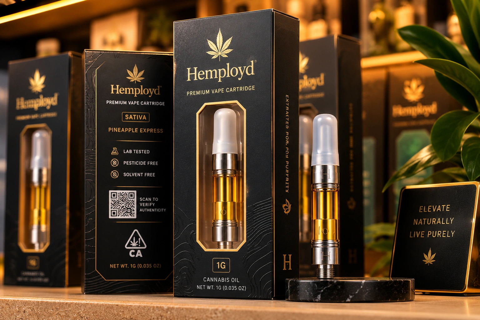 Window cutout visibility vape cartridge packaging print